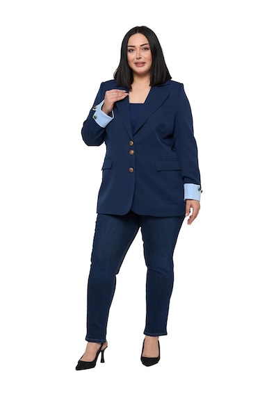 Disentis Büyük Beden Manşeti Kumaş Garnili Düğme Detaylı Astarlı Lacivert Mavi Blazer Ceket Lacivert Mavi Disentis Büyük Beden Manşeti Kumaş Garnili Düğme Detaylı Astarlı Lacivert Mavi Blazer Ceket Lacivert Mavi