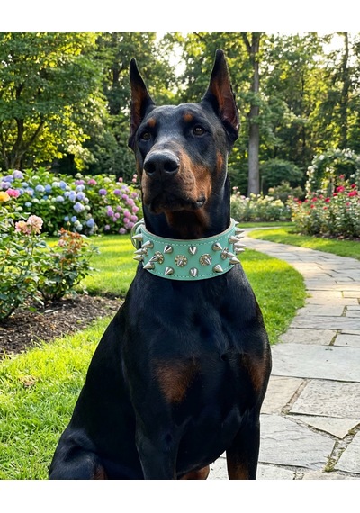 Deri Köpek Koruma Tasması Yeşil