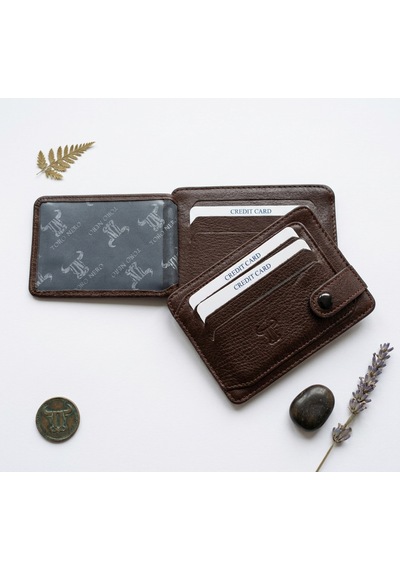 Passtell %100 Hakiki Deri Trend Model Minimalist Unisex Kredi Kartlık Ve Cüzdan Ebatlar 11,5 Cm /8,5 Cm Kahverengi