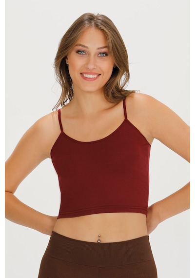 Sensu Kadın Ip Askılı Pamuklu Crop Büstiyer - Bst1015 -bordo Bordo