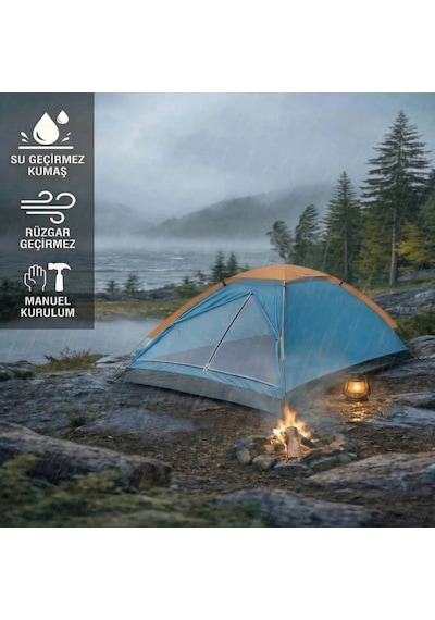 4 Kişilik Kamp Çadırı Manuel Kurulum Düz Kapılı Outdoor Dayanıklı Kamp Doğa Çadırı 200 X 200 X 110 C Çok Renkli
