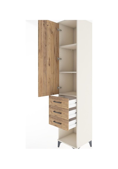 Hyperion Dolap 3 Raflı 3 Çekmeceli Tek Kapaklı 44x44x221 Aytaşı-çam Aytası
