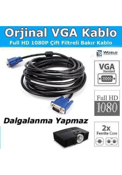 Monitör Kablosu Vga - Vga 10 Metre Vga Kablosu 10 Mt