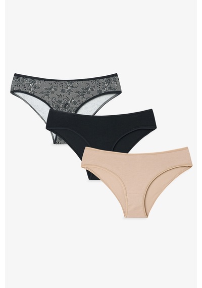 Penti Fancy Spirit Dantelli Normal Bel 3'lü Pamuklu Slip Külot Penti Fancy Spirit Dantelli Normal Bel 3'lü Pamuklu Slip Külot