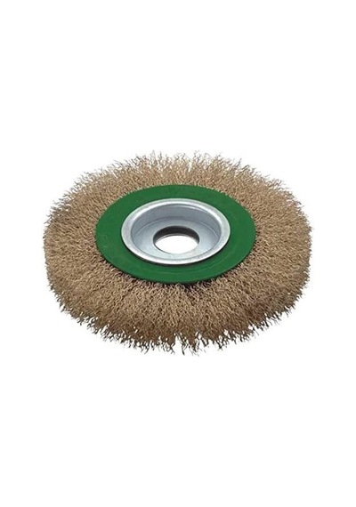 27704 125 Saçaklı Daire Fırça Yeşil Gri Prinç 125 Mm