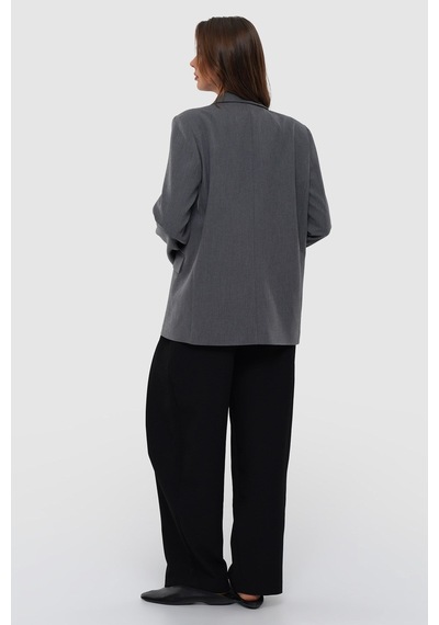 Thalure Kadın Antrasit Tek Düğmeli Oversize Blazer