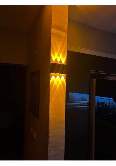 12 Watt Amber Işık Ledli, Elektrikle Çalışır, Bahçe - Villa Duvar Aydınlatma Armatürü, Amber Aplik Amber