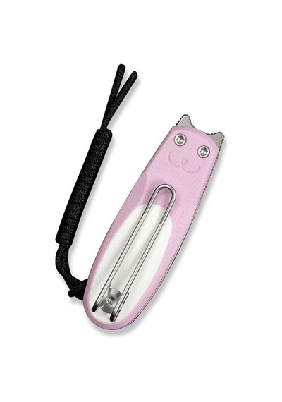 Civivi Purr Powder Pink & White G10 Handle Satin Finished Nitro-v Blade Kamp Çakı Pembe