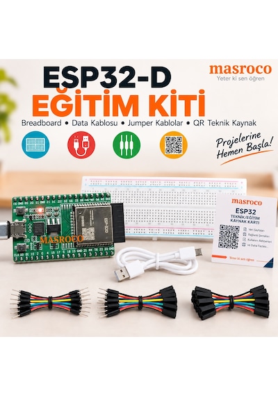 ESP-32D DevKitC V4 38 Pin Eğitim Kiti (Lehimli, Yeşil PCB) Eğitim Kiti