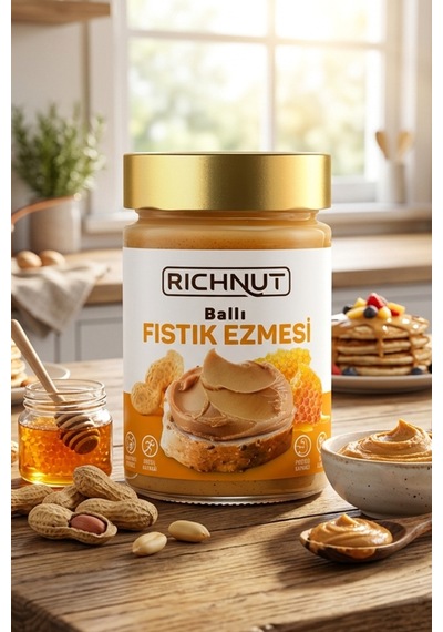 Ballı Fıstık Ezmesi 300 Gr Katkısız, Şekersiz, Doğal