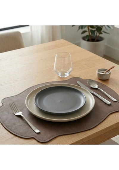 2 Adet Çift Yüz Kenar Dikişli Vizon Deri Amerikan Servis As00120-33x44 Cm Supla