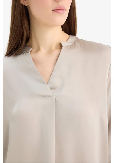 DeFacto Regular Fit Apaş Yaka Saten Uzun Kollu Bluz C3217AX25SPBG778