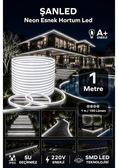 Tr Neon Esnek Hortum Şerit Led Beyaz,gün Işığı,kırmızı, Yeşil,mavi,amber Rengi + 220v Fiş/1,2,3,4,5,10,15,20,25, Genel 64631185