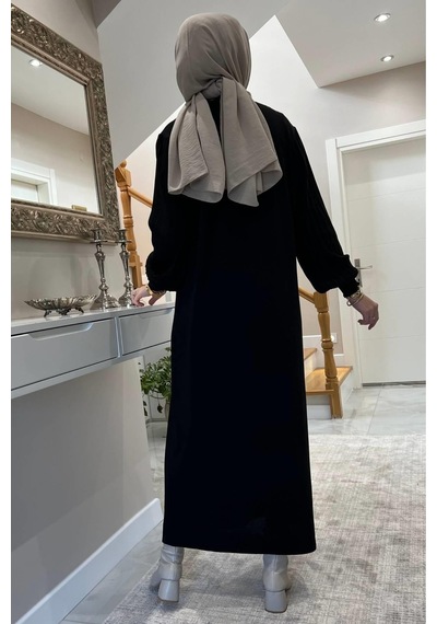 Rabia Şamlı Ecem Siyah Triko Elbise Normal