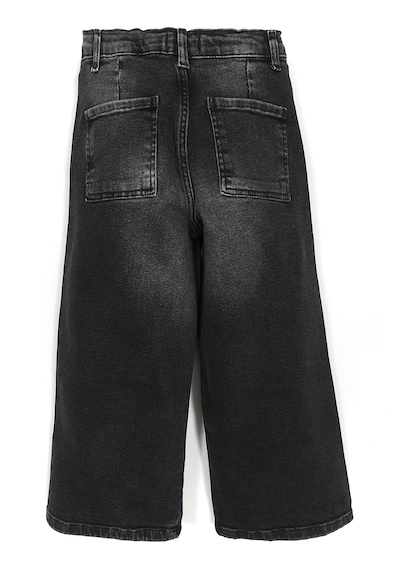 Dobakids Bol Paça Wide Leg Kısa Paça Kız Çocuk Jean Kot Pantolon 2006 Siyah