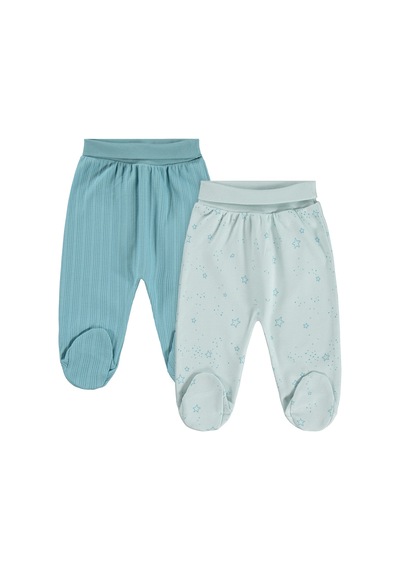 Civil Baby Mavi Jakarlı 2li Patikli 1-9 Ay Tek Alt Bebe - Mavi Açık Mavi
