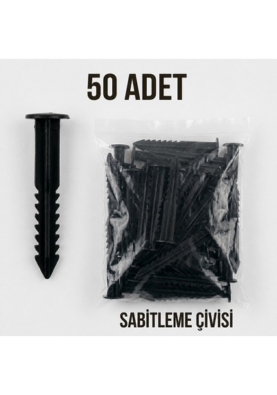 50 Adet Çim Sınırlayıcı Sabitleme Kazığı - Sert Plastik Bahçe Bordür Çivisi Siyah