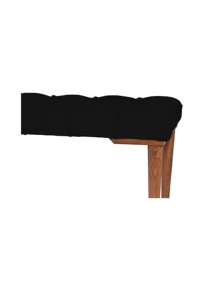 Gazzini Classic Retro Gürgen Ayak Chester Model Kapitoneli Siyah Puf Bench - Ceviz Ayak