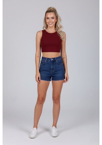 Zedefx Kadın Kalın Askılı Fitilli Bluz bordo