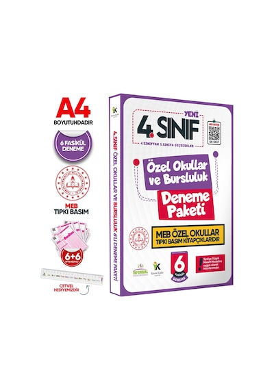 4.Sınıf Özel Okullar ve Bursluluk Hazırlık MEB Tıpkı Basım Deneme 6lı Fasikül SETİ