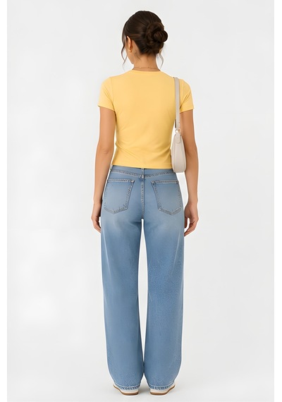 Lili Woman Kadın Slim Fit Bisiklet Yaka Basic T-shirt E.8007 Sarı
