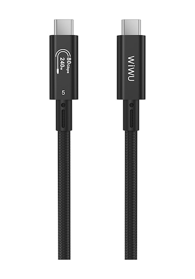 Wiwu Wi-c102 Type-c To Type-c Thunderbolt 5 Kablo 16k Ultra Hd 240w 180cm Siyah