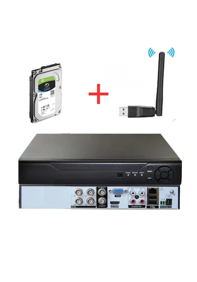 5mp 4 Kanal Xmeye 500gb Hdd + Wifi Hibrit Kayıt Cihazı H265+ 1080p Hareket Algılama, Yüz Tanıma