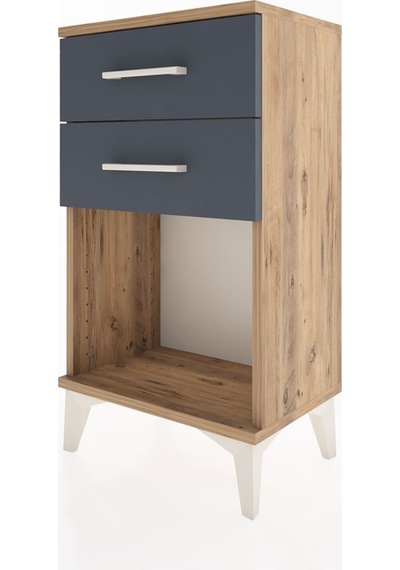 Arges Komodin 4 Çekmeceli 44x30x80 Çam-antrasit Atlas Çam