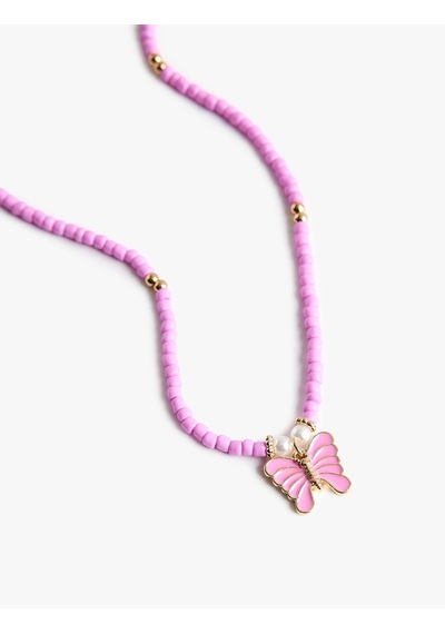 Koton Boncuklu Kelebek Choker Kolye Pembe 6sak71145aa Gül