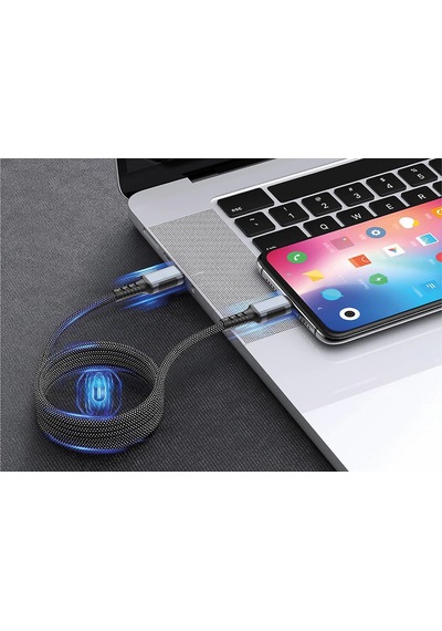 Mıknatıslı Type-c Şarj Kablosu 60w Led Işıklı Manyetik Usb Type-c Kablo