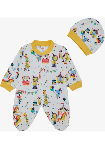 Breeze Erkek Bebek Patikli Tulum Sirk Temalı 0-6 Ay, Beyaz-beyaz Beyaz