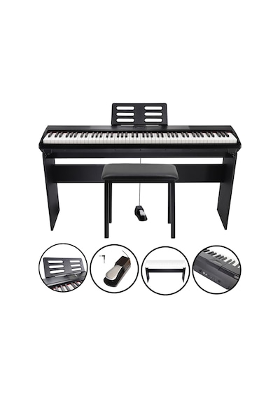Jwin Sapphire Sdp-110 Çekiç Aksiyonlu 88 Tuşlu Dijital Piyano + Tabure - Siyah