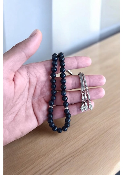 Yıldız Jasper Taşı Tesbih 33' Lük Tesbih Orijinal Doğal Taş Renk Atmaz Simli Parlak Tesbih Lacivert Lacivert