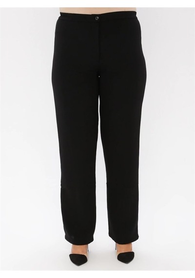 Ladies First Ladıes Fırst Büyük Beden 3390 Siyah Pantolon Krep Bol Paça