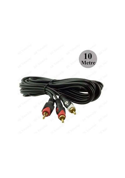 Yüksek Kalite 3.5mm Erkek to 2RCA Erkek Ses Kablosu 10Metre