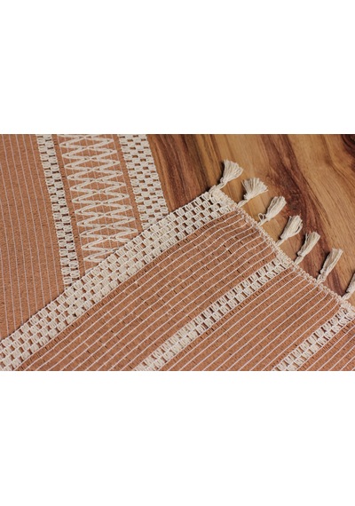 Zethome Runner Pamuk Dantel Püsküllü Bej Runner ,sunum Örtüsü Dantel Bej 35x155 Cm