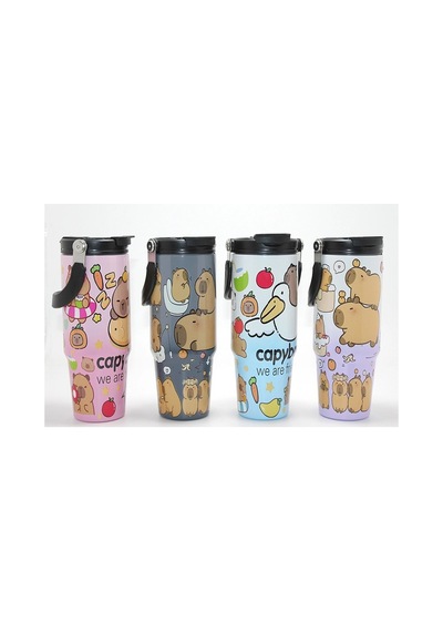 Capybara Desenli Isı Muhafazalı Pipetli Dev Çelik Kupa Tumbler Alk4431 İtdkh002kalk4431 Çok Renkli