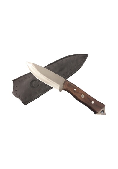 Kök Ceviz Sap Geniş Ağız Av Kamp Bıçağı El İşçiliği 4116 Çelik 24,5cm Kahverengi