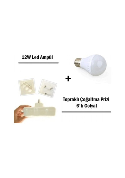 12w Led Ampul + Topraklı Çoğaltma Prizi 6 Lı Golyat Set
