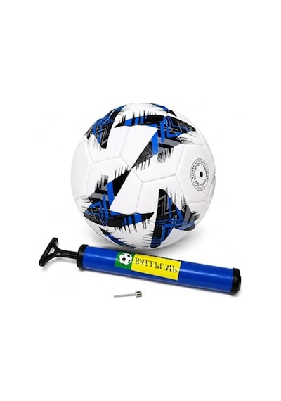 Dikişli Futbol Topu 5 Numara 380gr 32 Panel Pompa Seti İle Mavi-siyah-beyaz Açık Altın
