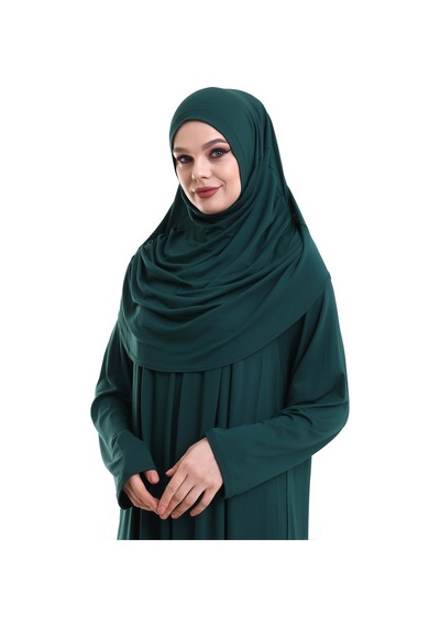 Tek Parça Pratik Başörtülü Robalı Namaz Elbisesi 8015 Yeşil 001