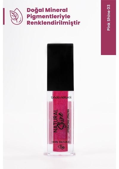 Bade Natural Nemlendirici Lipgloss Pink Shine 03 Dudak Parlatıcısı %100 Doğal