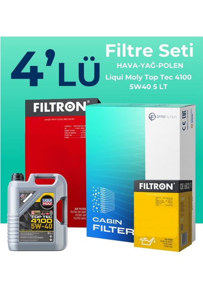 Filtron Renault Megane 1.2 Benzin Tce Filtre Bakım Seti Liqui Moly Motor Yağlı (2016-2019) 4 Lü -