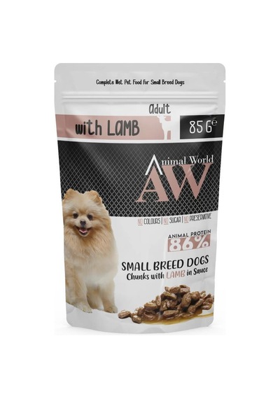 Animal World Kuzu Etli Küçük Irk Yetişkin Köpek Konservesi 85 G