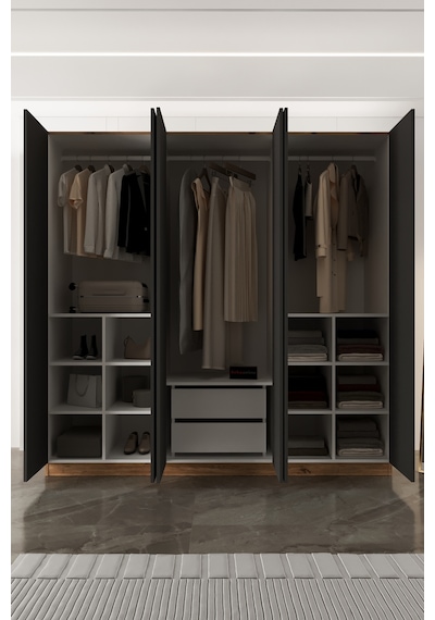 Aeka Ae-2190 Hisar 6 Kapaklı Çok Bölmeli Askılı Ve Raflı Geniş Hacimli Gardırop 210x210 Cm Atlantik Çam - Antrasit Aeka Ae-2190 Hisar 6 Kapaklı Çok Bölmeli Askılı Ve Raflı Geniş Hacimli Gardırop 210x210 Cm Atlantik Çam - Antrasit