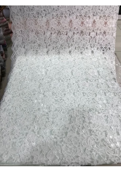Dantel Güpür Cordone Abiyelik Elbiselik Bluzluk Beyaz