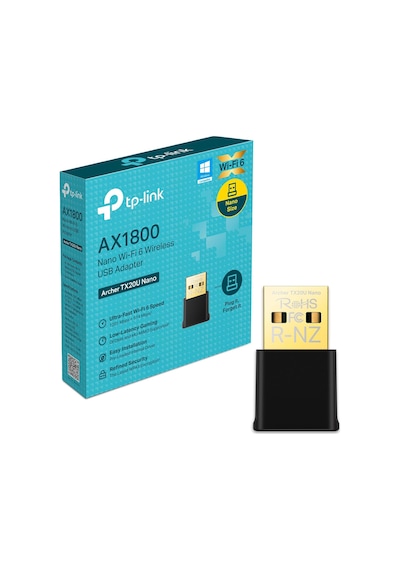 Tx20u, Ax1800 Mbps, Çift Bant, Mu-mımo, Usb 2.0, Wpa3, Windows 10/11 Uyumlu, Wi-fi 6 Usb Adaptör