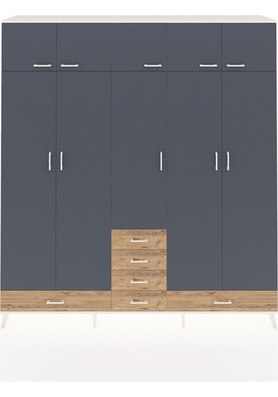 Hyperion Dolap 6 Raflı 6 Çekmeceli 4 Askılı 220x44x243 Aytaşı-antrasit/çam Antrasıt/atlas Çam Hyperion Dolap 6 Raflı 6 Çekmeceli 4 Askılı 220x44x243 Aytaşı-antrasit/çam Antrasıt/atlas Çam