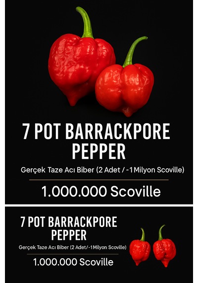 7 Pot Barrackpore Pepper 1 / 1 Milyon Scoville - Gerçek Taze Acı Biber