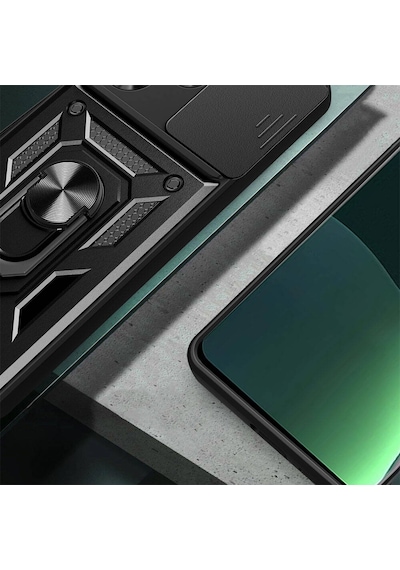İnfinix Hot 30 Kılıf Magnetik Standlı Kamera Korumalı Tchs Sürgülü Vega Kapak - Mavi Mavi